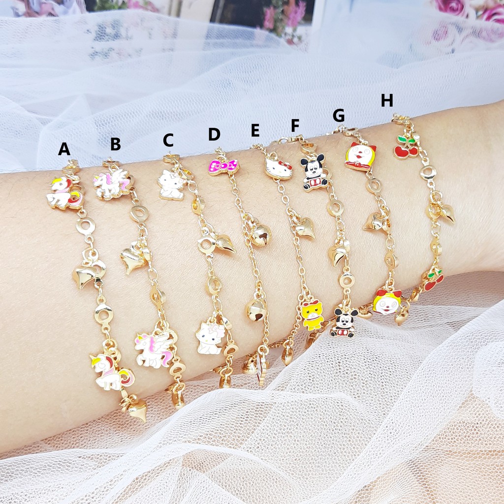 Gelang Anak Bayi Xuping Lucu Ukuran ABG Tanggung Unicorn Kuda Poni Kitty Dorami Cherry Lonceng Lapis Emas - BB637