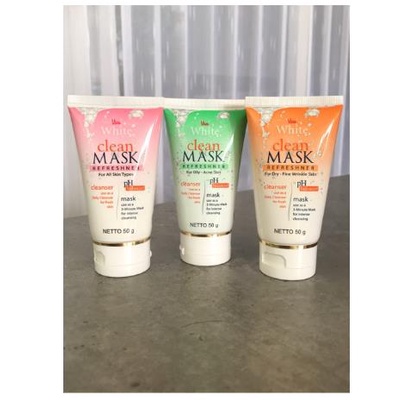 * NCC * Viva Masker Wajah White Clean Mask Refreshner For Oily Or Acne Skin Cleanser - Netto 50 gr