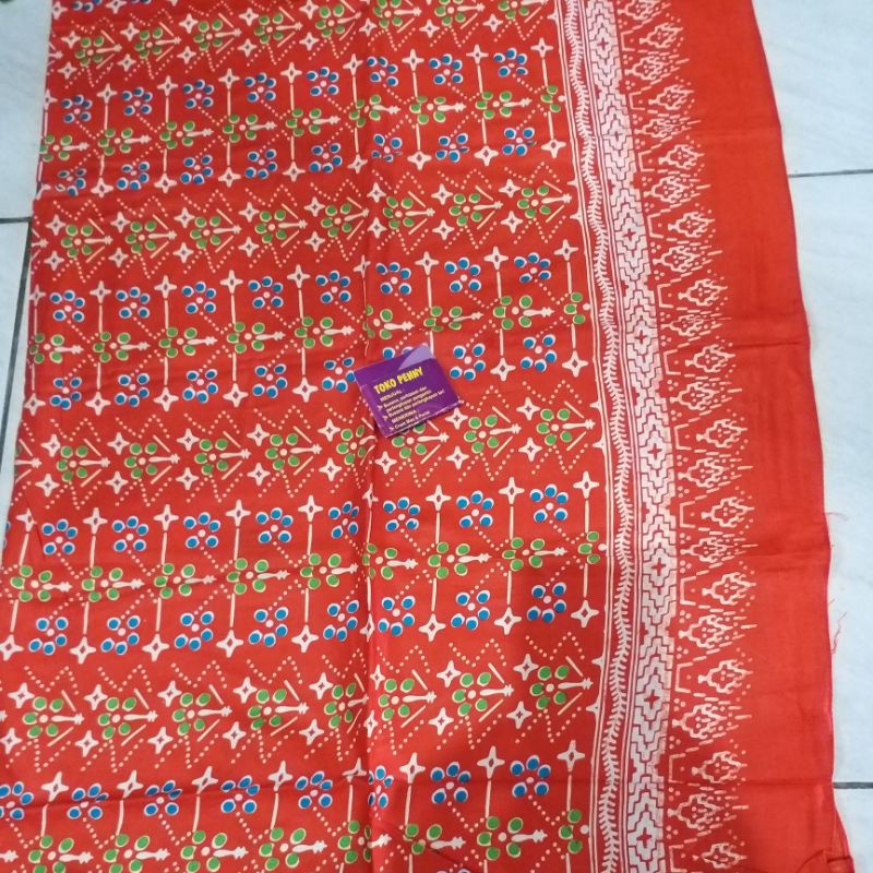 kain cinde lembaran merah orange biru hitam kuning