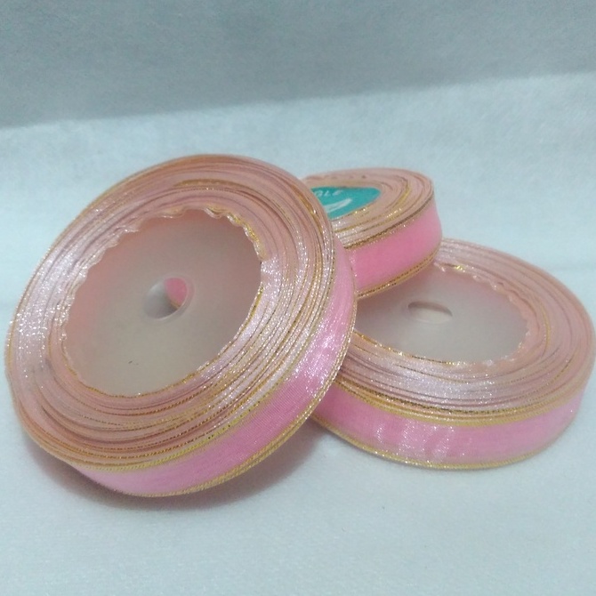 

Pita Organdi Lis Pink Baby Ukuran 1/2 inch / 1 cm Per Roll