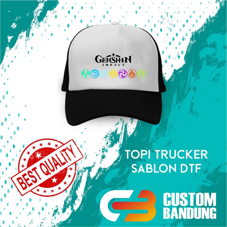 Topi Trucker GENSHIN IMPACT  Pria Wanita Topi Jaring Aura Jala Trucker Cap Bisa Tulis Nama Bisa COD Original High Premium Quality