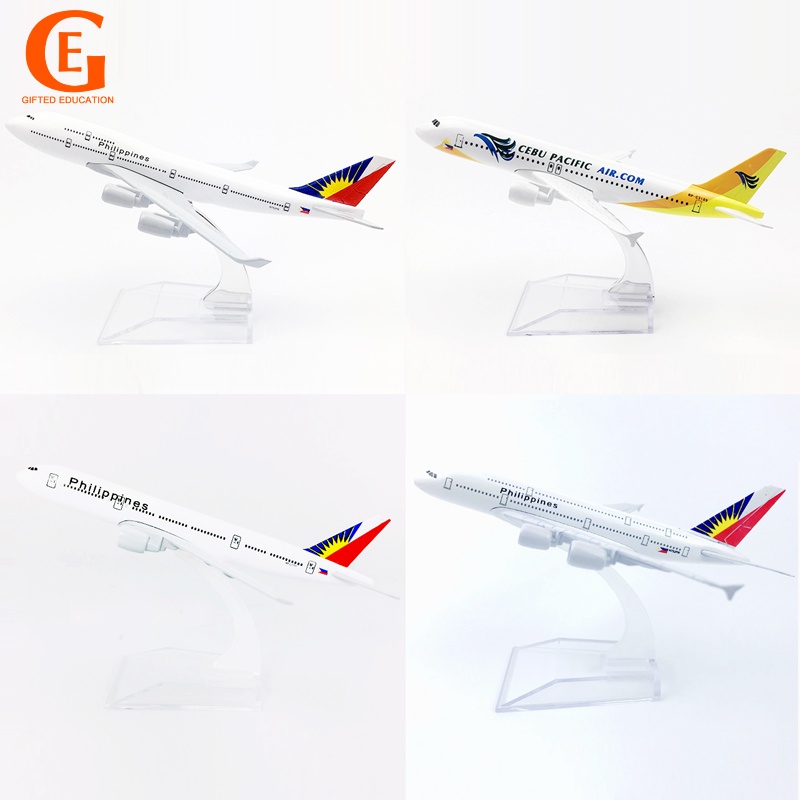 Miniatur Diecast Pesawat Terbang Philippine Airlines Boeing 747 777 Model PAL Airbus A380 Cebu Pacific A320 Bahan Metal Ukuran 16CM