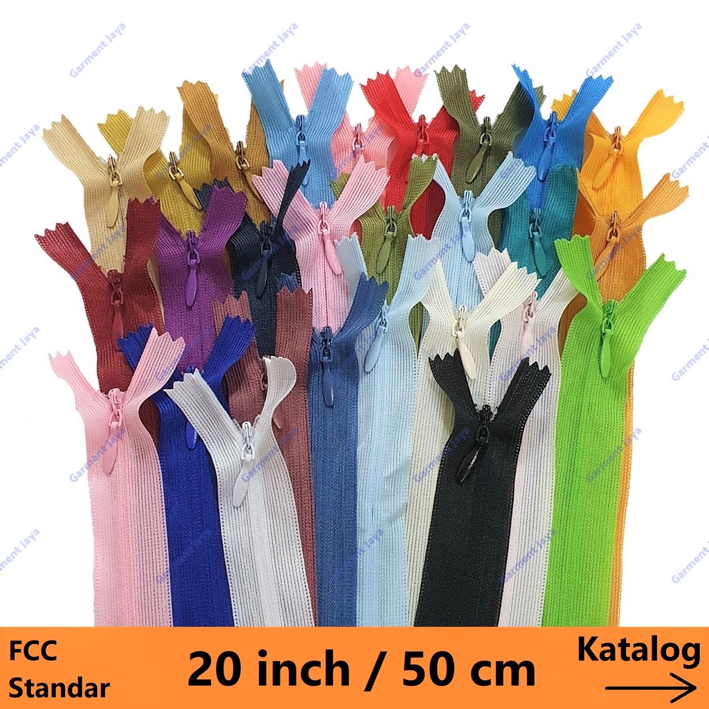 Resleting Jepang 20 inch/50 cm Grosir Per Pack (10 Lusin) Invisible Zipper Resleting Gamis Dress