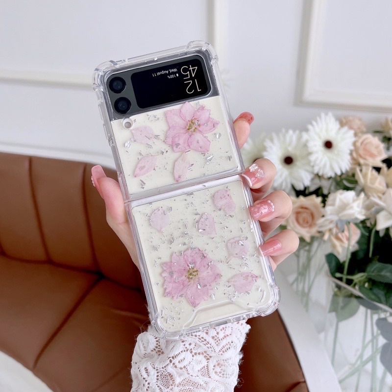 Dried Flower Glitter Case Zfold 4 Zflip 4 3 Zfold 2 Zflip3 Zflip2 Z Flip Fold Casing