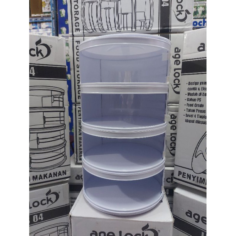 Food Storage 4 Tingkat AGE LOCK LFS 04/ Rak Tudung Saji/ Rak Makanan Susun