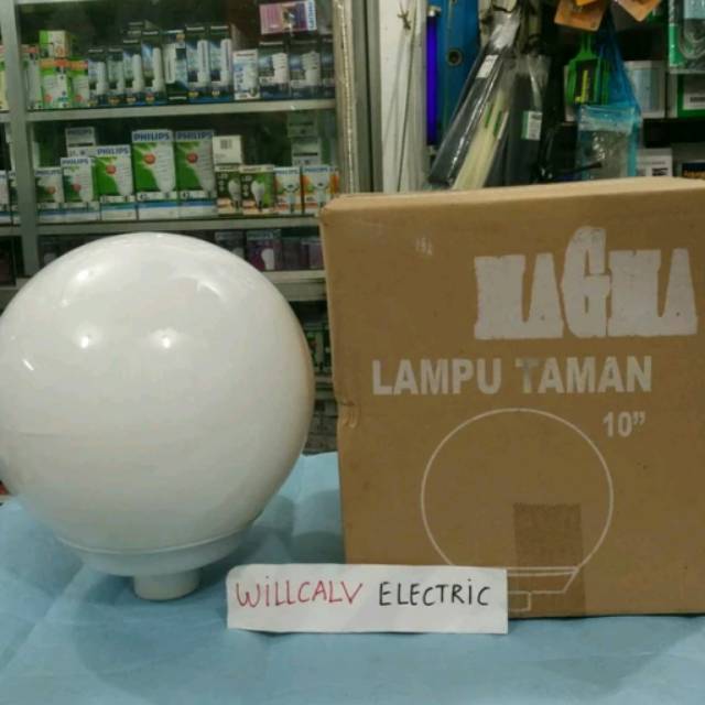 LAMPU TAMAN BULAT PUTIH SUSU MAGMA 10&quot;