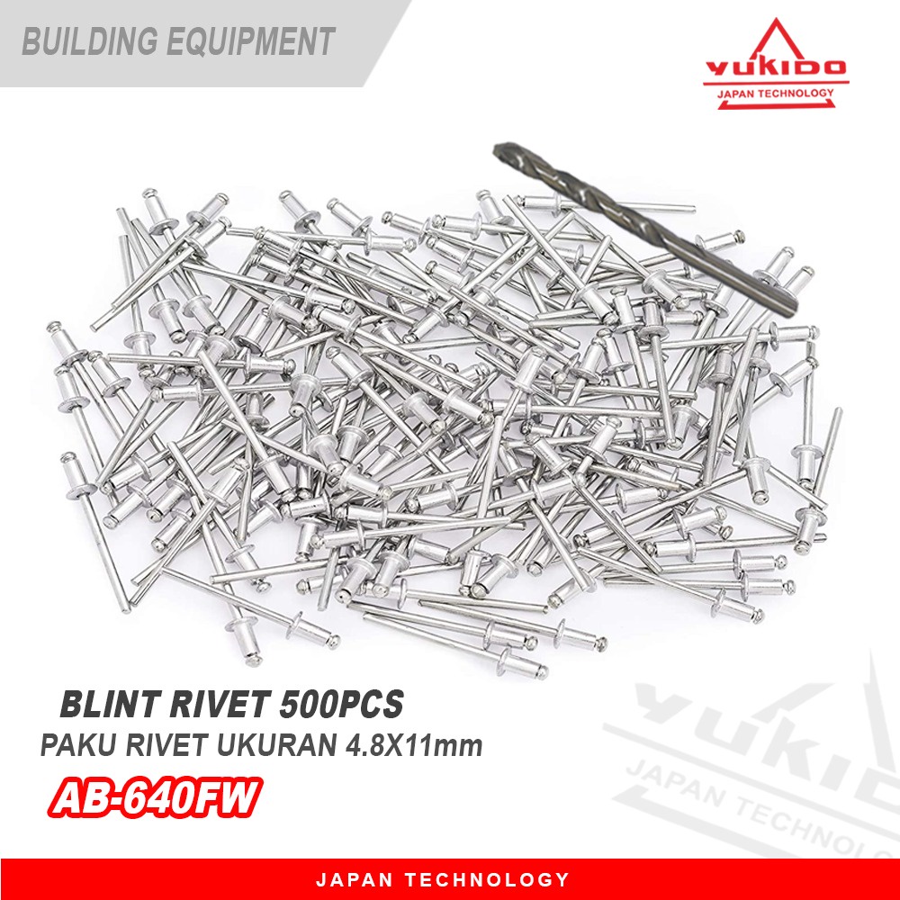 KIRIM HARI INI YUKIDO PAKU RIVET 640(4.8X11MM) 1PACK ISI 250PCS FREE MATA BOR BESI 4.8MM