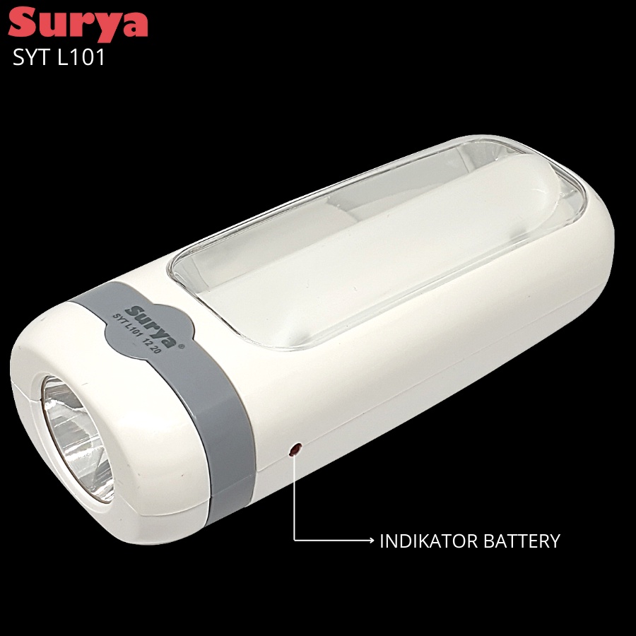 LAMPU SENTER EMERGENCY LED SURYA SYT L101 / SENTER DARURAT SURYA SYT L101 / CAHAYA PUTIH / RECHARGEABLE