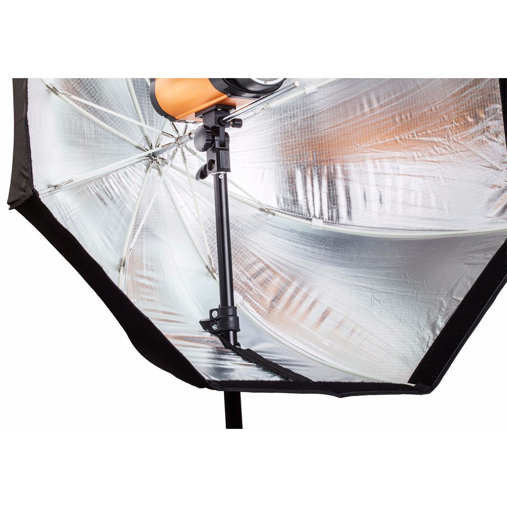 Payung Octagon Softbox Reflektor OMCSF4KS untuk Flash Speedlight 120CM - Black/Silver