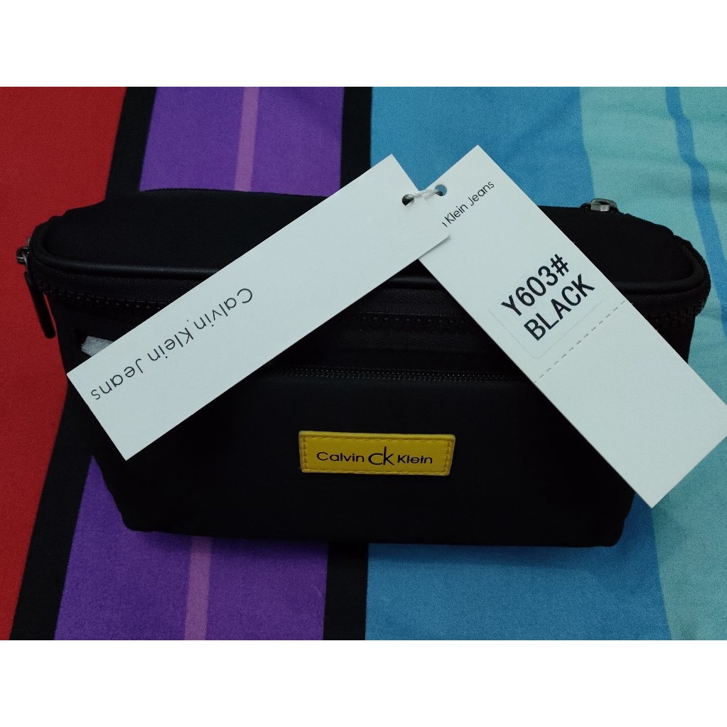 CUCI GUDANG Waist Bag Pria Waist Bag Wanita Import CK Black Yellow Y603 Tas Selempang Dada Pria Tas 