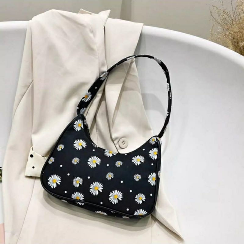 dem_sare / DS1026 - JESLIN - Shoulder Bag Tas klasik tekstur fashion bunga daisy Tas Bahu Wanita Korean Style