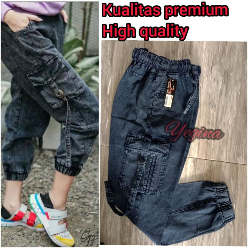  CELANA  JOGER CARGO  JEANS STANDAR JUMBO  WANITA  DEWASA 