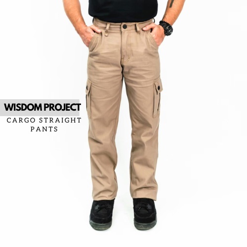 Wisdom Project - Celana Kargo Standar Reguler Fit  Original Non Stretch Canvas premium - Mocca