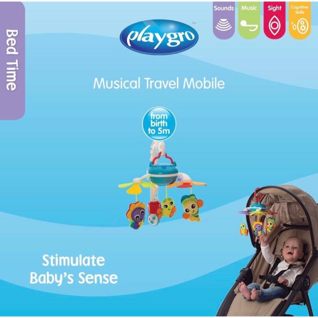 Playgro musical travel mobile - mainan gantung box bayi