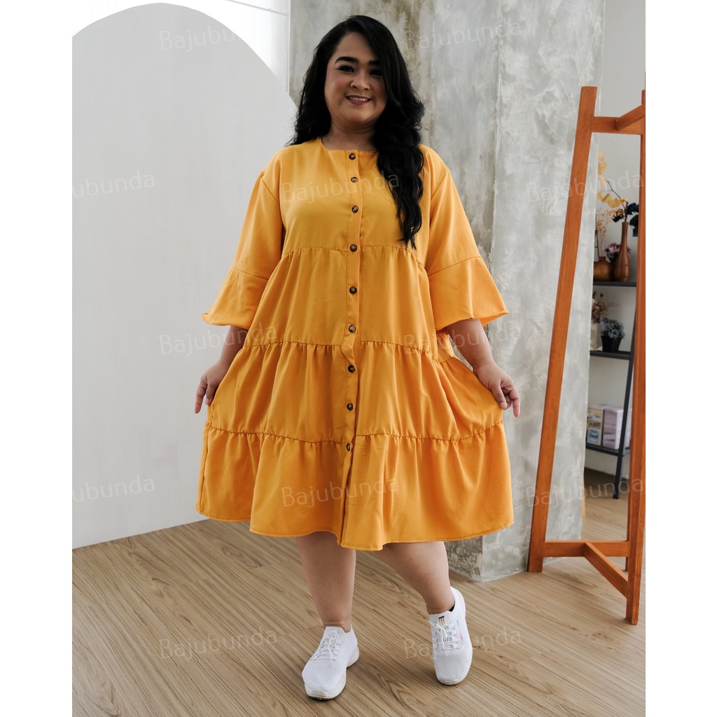 DRESS JUMBO BIG SIZE BAJU WANITA POLOS LENGAN 3/4 XXXL INTAN