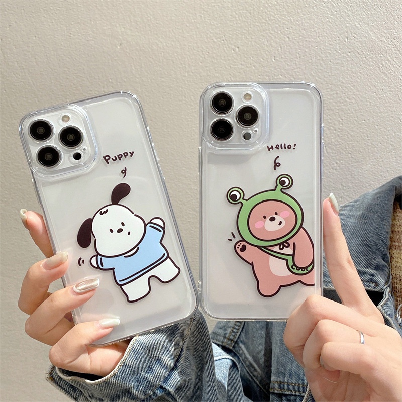 Ins Soft Case Silikon Transparan Motif Kartun Hewan Untuk iPhone 7 8 PLUS X XR XS 11 12 13 14 PRO MAX SE