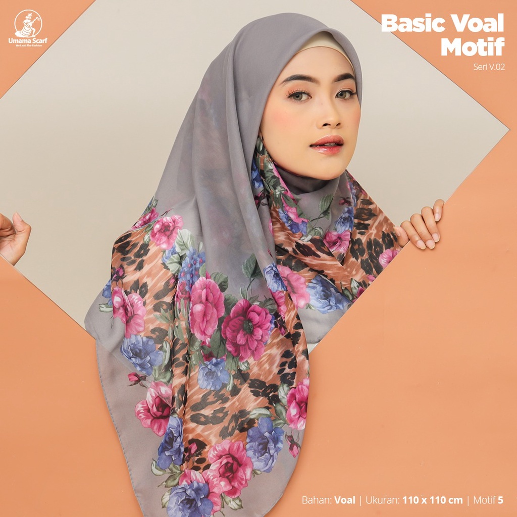 Hijab Segiempat Basic Voal Motif Kerudung Segiempat Original by Umama Nayla Hija'b