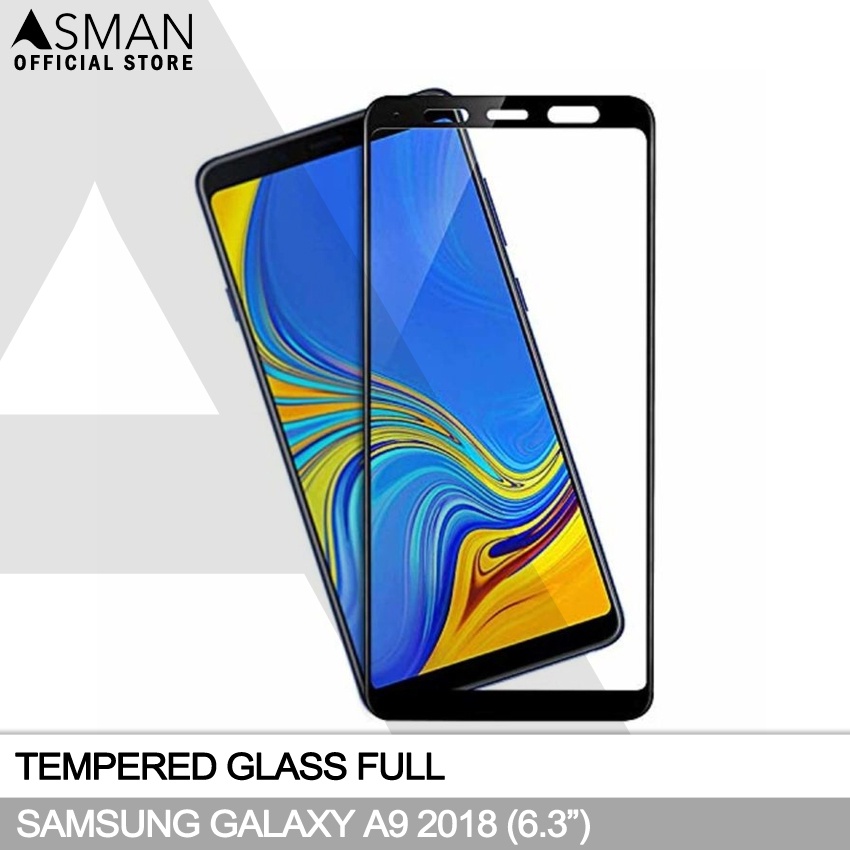 Tempered Glass Full Samsung Galaxy A9 (6.3&quot;) | Anti Gores Kaca - Hitam