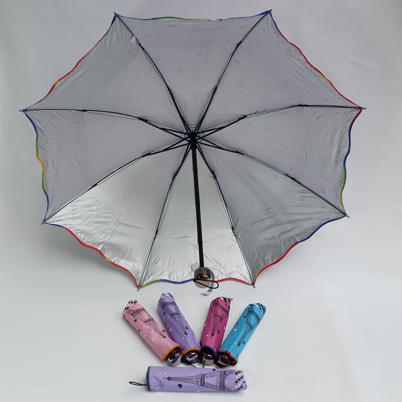 Payung Lipat 3 Kuat Kokoh Anti Angin Anti UV Motif Paris Stylish Imut - Payung Lipat Anti Hujan Anti Panas Nagoya NF-14
