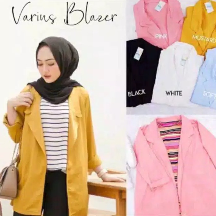 JAKET WANITA BLAZER WANITA CARDI KARDIGAN BASIC OUTER FASHION CEWE HIJAB - Putih TERBARU IMPORT PARA