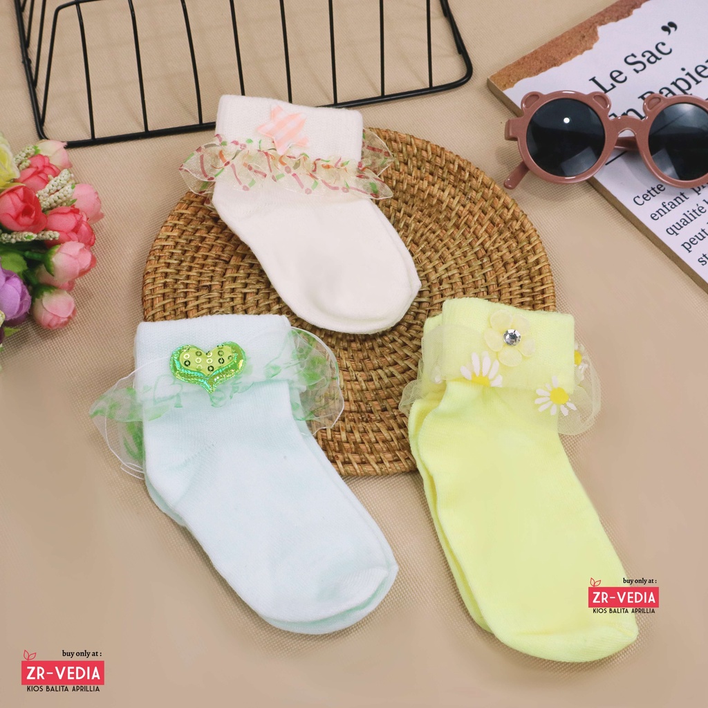 (IMPORT) Kaos Kaki Baby New Born 0-12 Bulan Pita Renda / Rajut Halus Kids Socks Bayi Perempuan Polos