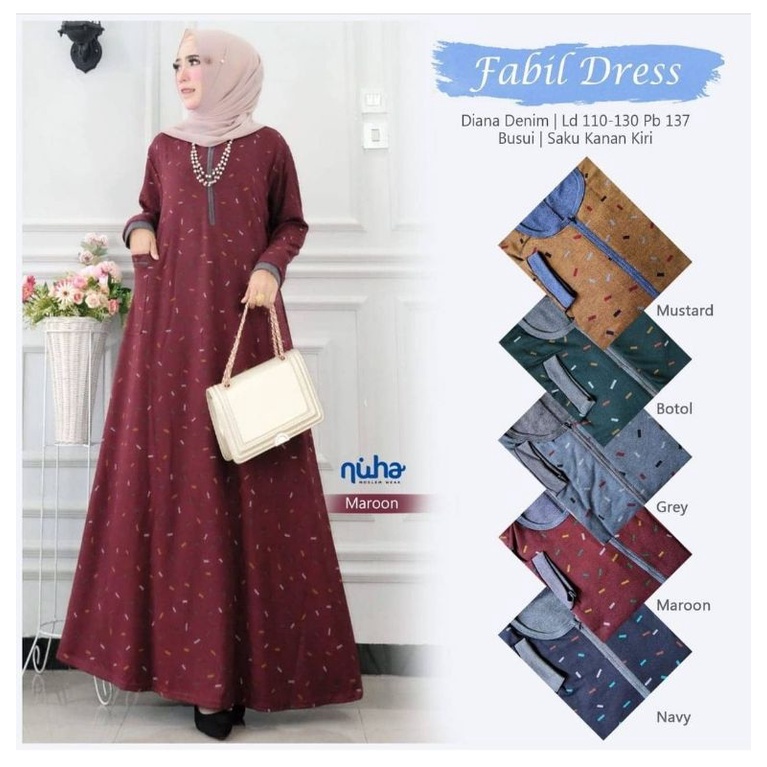 FASYA Jumbo Maxy 2 - LD120 Gamis Denim Diana Jumbo Bigsize Oversize Busui Bumil / 237-5953