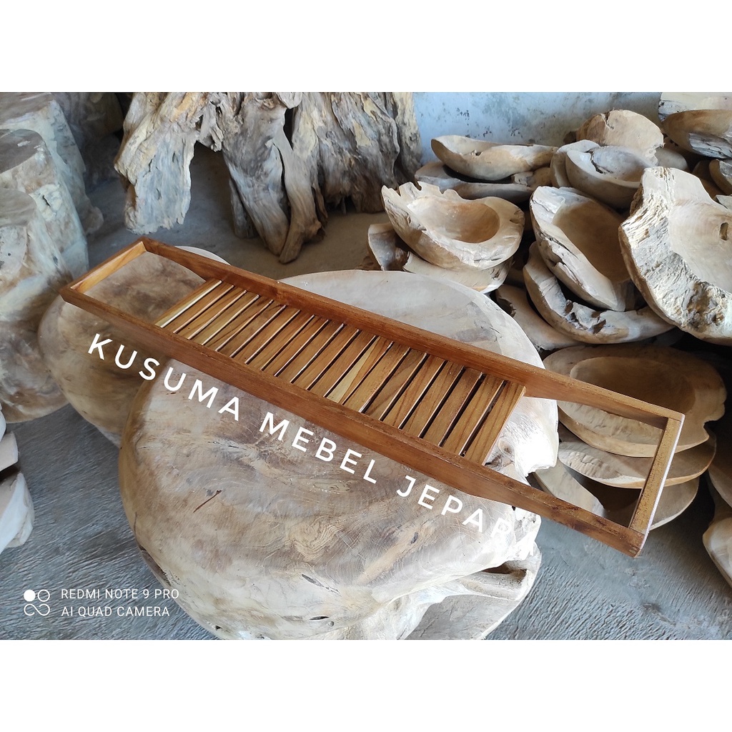 Nampan Saji Sushi Teh Minimalis Kayu Jati - Panjang 80cm