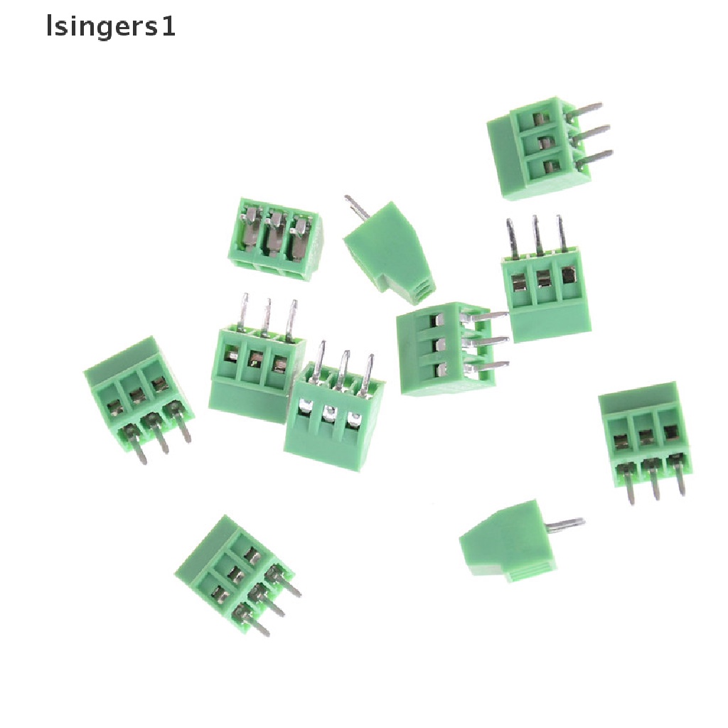 (lsingers1) 10pcs Blok Terminal Sekrup PCB Universal 3 Tiang KF128 2.54mm