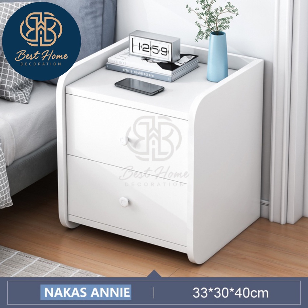 Jual Meja Nakas Putih Mody Minimalis Bedside Table Kamar Tidur Uk