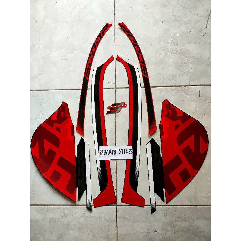 striping stiker Scoopy sporty hitam merah 2021 original