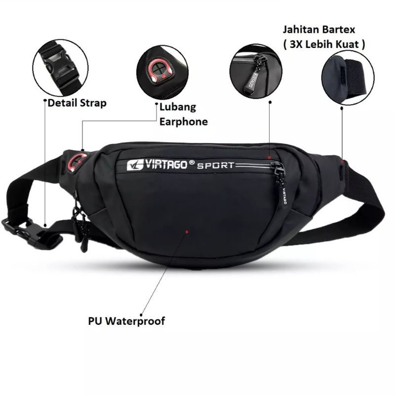 Waistbag Waterproof Virtago/Tas Pinggang Virtago