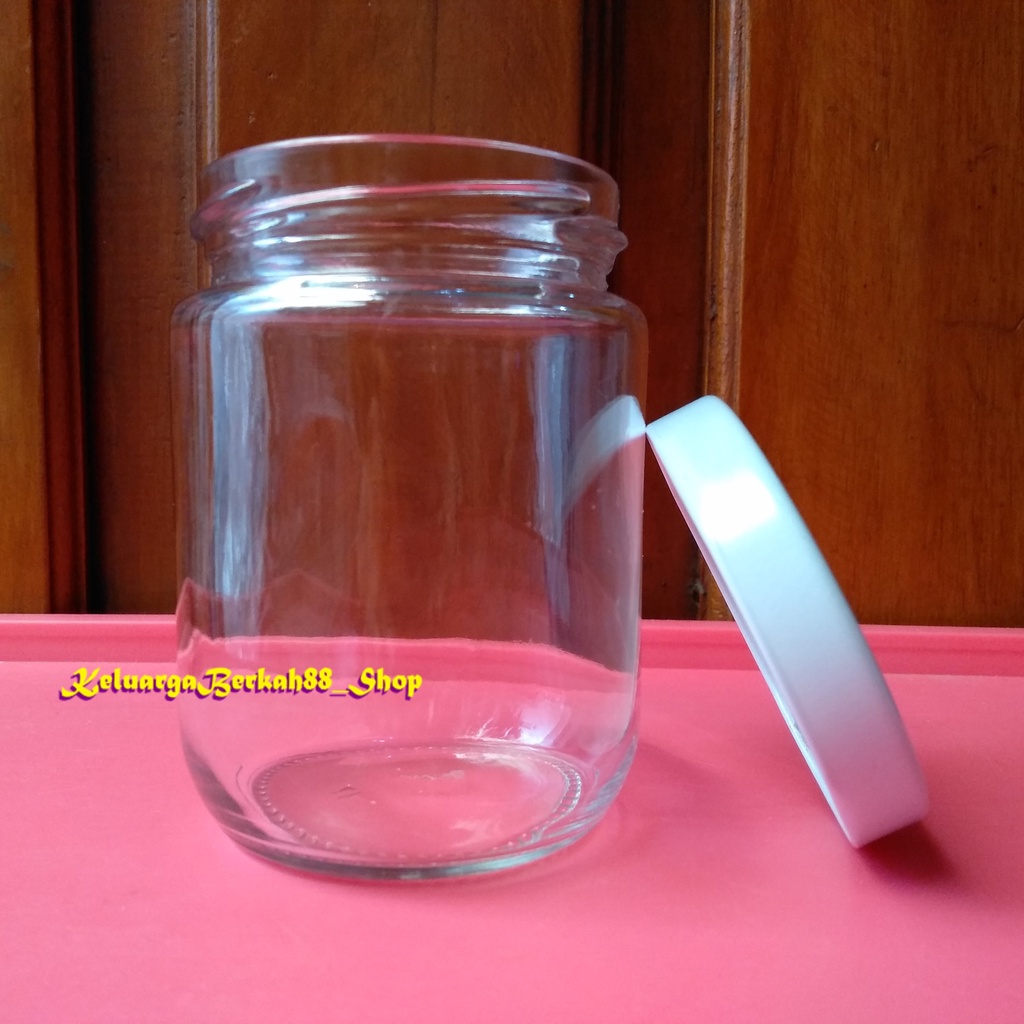 Toples / Botol Jar Kaca 250 ml Bening Kecil Tempat Selai / Bumbu / Madu tutup logam putih / emas