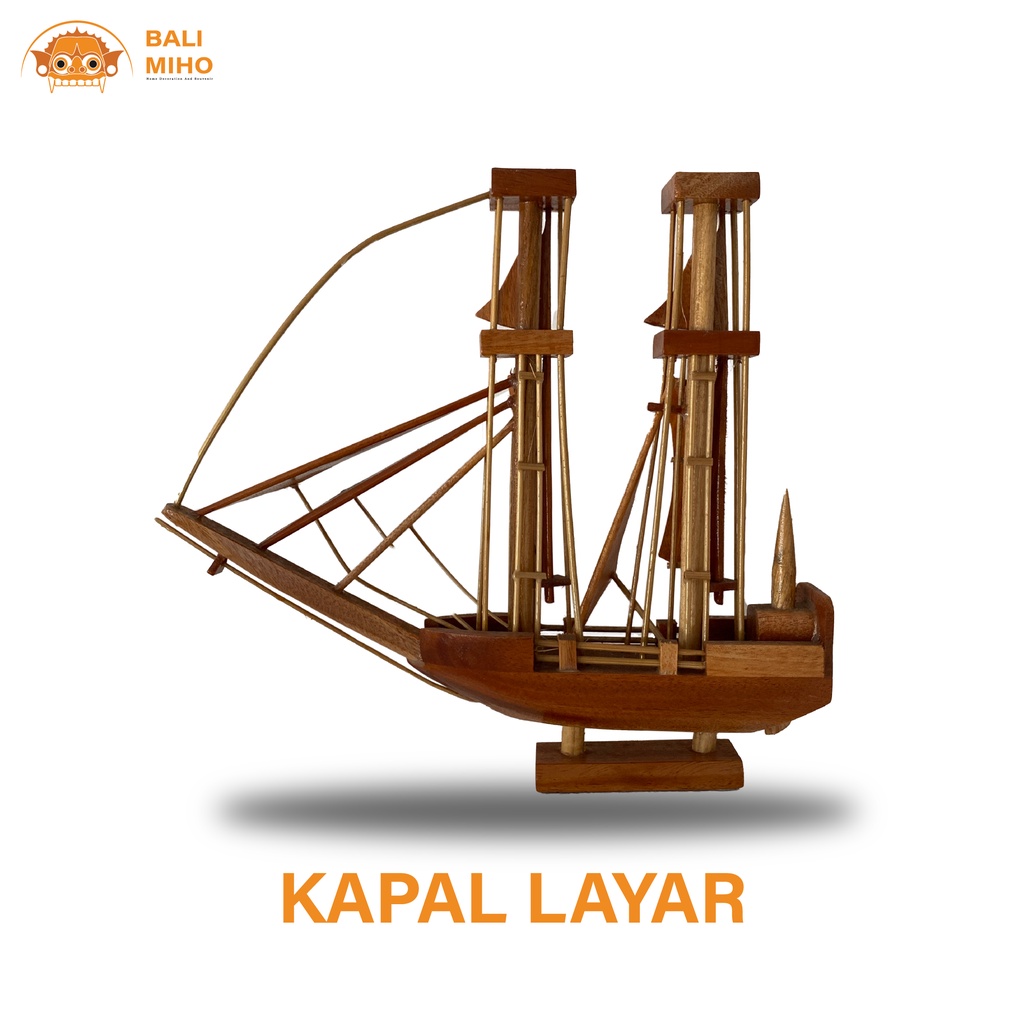 Pajangan Kapal Layar Kayu - Dekorasi Rumah Kapal Pinisi - Perahu Layar - Perahu Kayu - Kapal Kayu - 