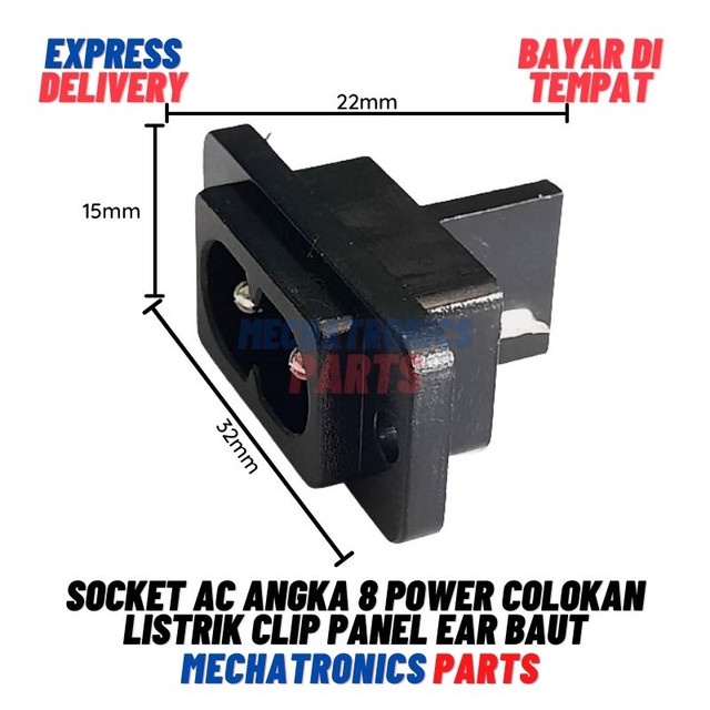 [5770] SOCKET AC ANGKA 8 POWER COLOKAN LISTRIK CLIP PANEL EAR BAUT