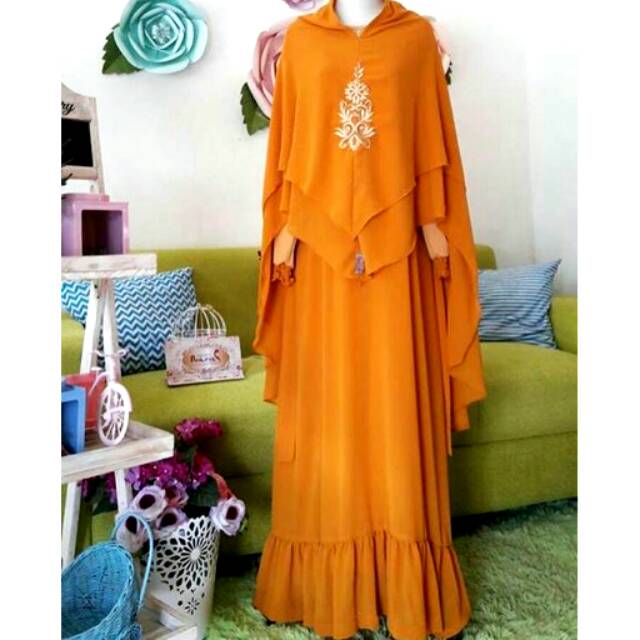 BAJU SYARI KECE KUNING KUNYIT (1 SET)