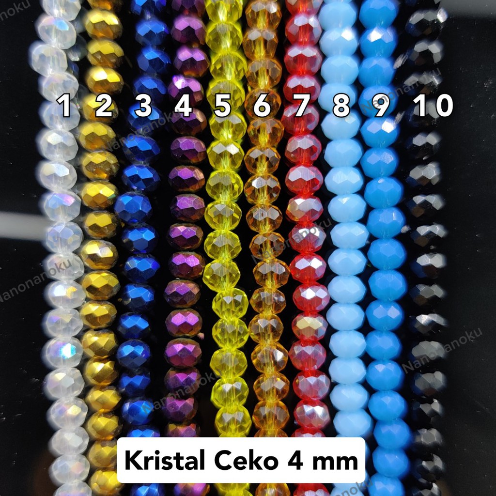 [10 Untai] Kristal Ceko 4 mm Donat/Bakpao Bahan Craft