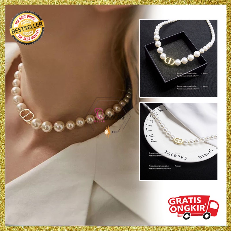 Kalung Titanium Wanita Anti Karat Mutiara Pearl Aksesoris Perhiasan Fashion Style Kekinian Korea KLG52