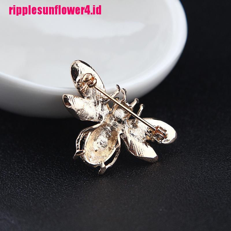 Bros Pin Enamel Desain Serangga Lebah Bumblebee Hias Kristal Untuk Wanita