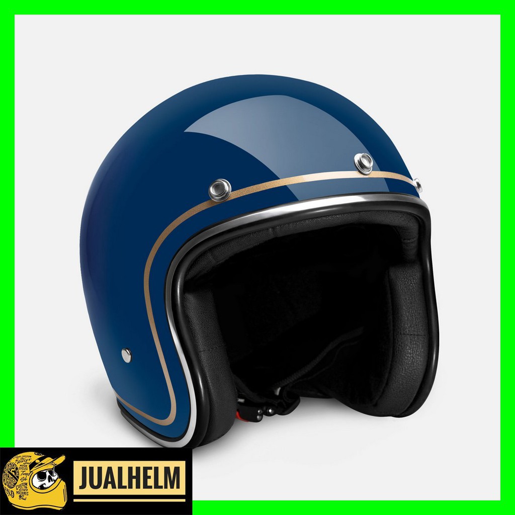 HELM RETRO ZULU AZURA BLUE GOLD CHROME