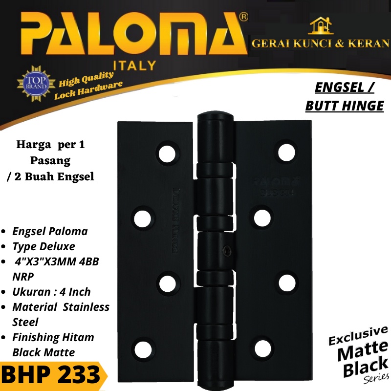 Engsel pintu HITAM Engsel Jendela BHP 233 4&quot;X3X3MM 4BB NRP MATTE BLACK