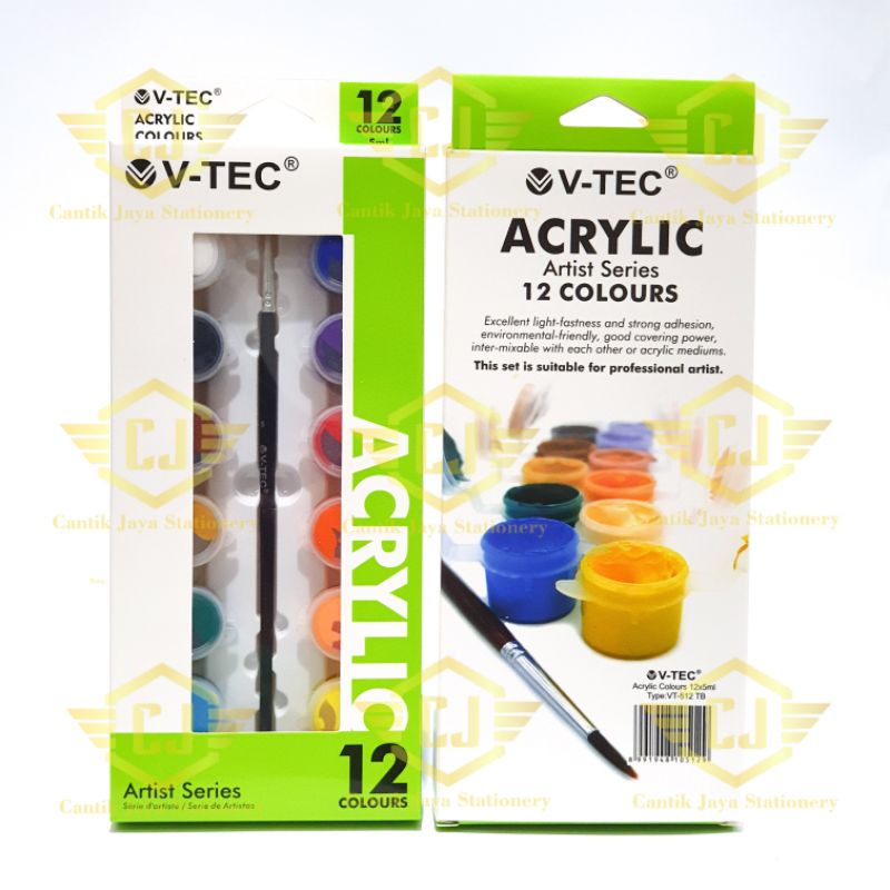 

Cat Akrilik V-TEC Acrylic Colours VTEC VT - 512 TB 12 warna x 5 ml
