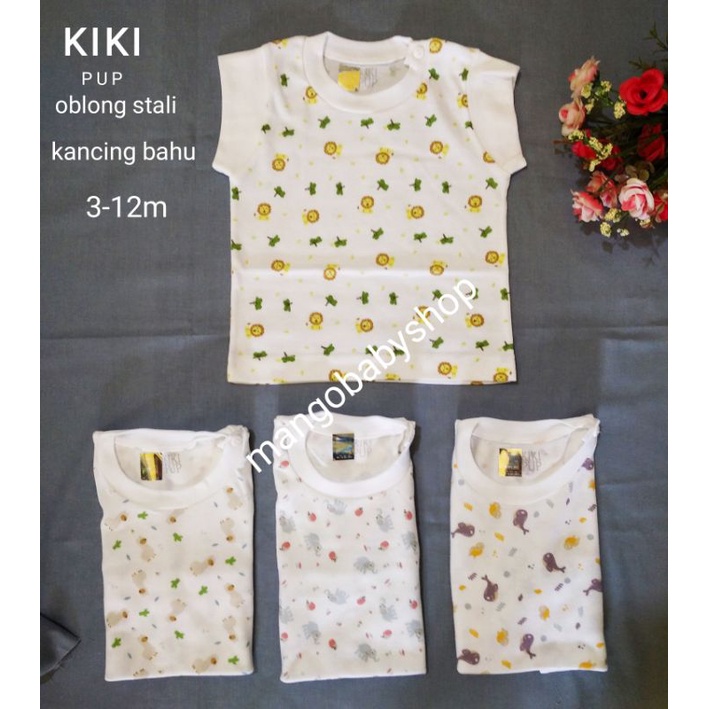 kiki pup kaos oblong stali kancing bahu medium 3-12 m