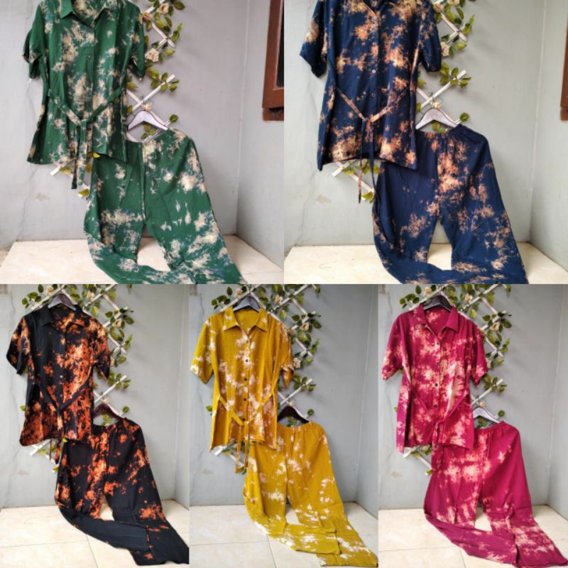 ONE SET TIE DYE/ PIYAMA/ SETELAN TIE DYE/ PIYAMA LENGAN PENDEK