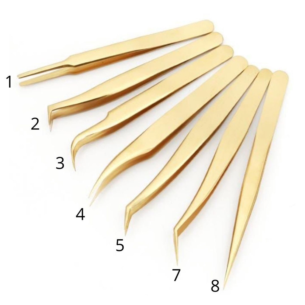 TWEEZER GOLD PREMIUM - 1pcs Eyelash Extension Tweezers Gold - Eyelashes Makeup Tool - pinset bulumata emas