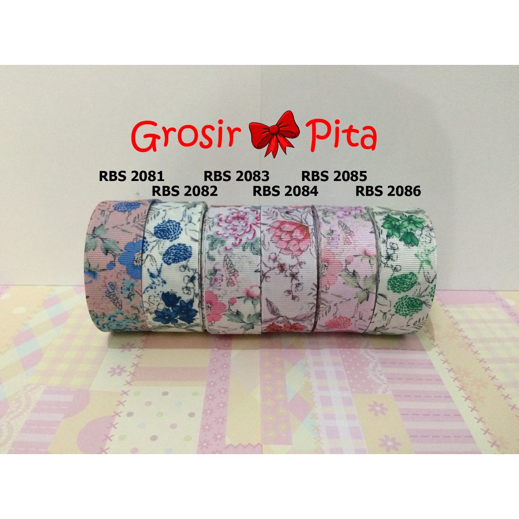 

(25 yard) Pita Grosgrain Motif Bunga RBS 2081,2082,2083,2084,2085,2086 | Toko Bahan Craft | Grosir Pita