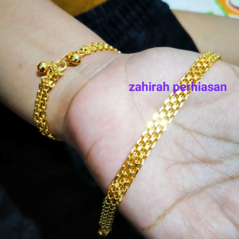 GELANG TIKAR TERBUAT DARI COIN ASLI GELANG BERLAPIS EMAS 24 K  TIDAK MUDAH LUNTUR, GELANG PERHIASAN MIRIP EMAS ASLI 12121