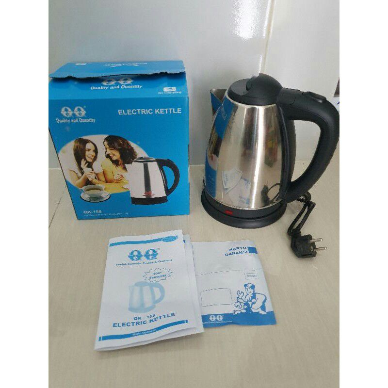 QQ electric kettle QK 158 / teko ceret listrik 1.8L stainless murah