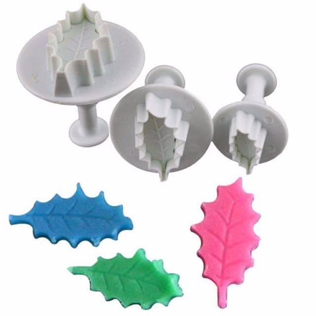 Cetakan fondant clay plunger cutter holly leaf