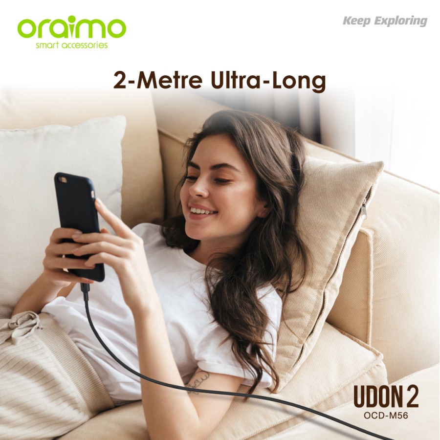 Oraimo Kabel Data Micro USB 2 Meter | Android Fast Charging OCD-M56