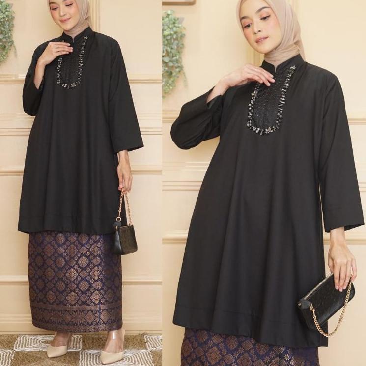 SRH.106182– Tunik Sosialita Busui Batu Payet, Original Kamari , Tunik Cantik , Atasan Wanita Muslima